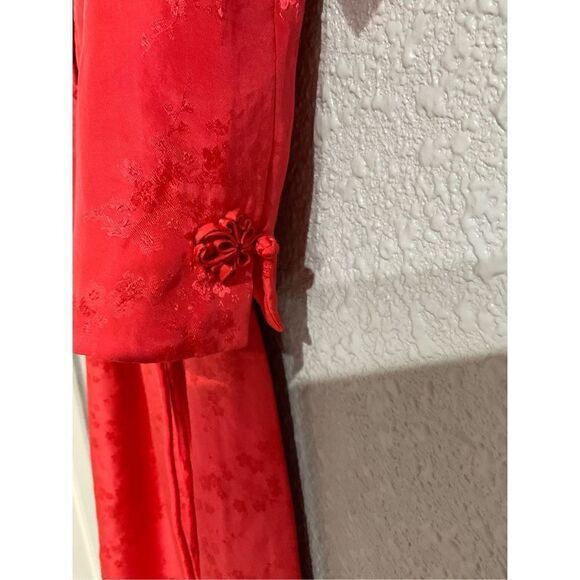 Vintage Asian Silk Tangerine Orange 2 piece sheath dress and short waisted jack - Picture 5 of 6